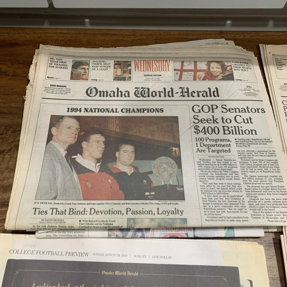Rare Vintage 1994 Nebraska Football National Championship Lincoln Journal Star